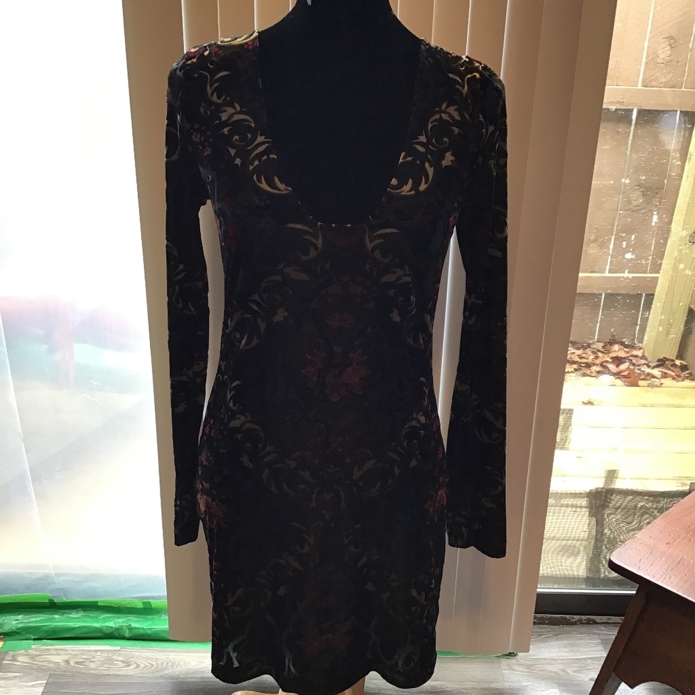 FREE PEOPLE BURNOUT VELVET MINI DRESS